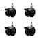 Service Caster 2'' Black Metal Hood Twin Caster with Brake Nylon Wheel 3/8 Thread Stem, 4PK SCC-TS02S50D-NYS-FB-B-381634-4 - alternate 1